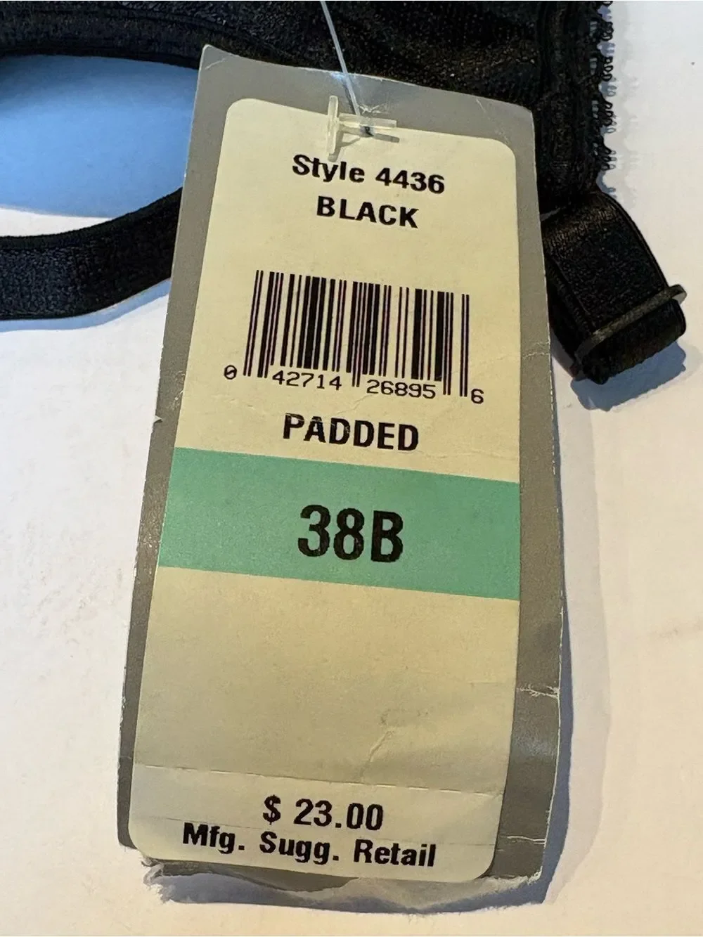 Playtex Collection Black Women's Wireless Bra with lace trim Size 38B NWT